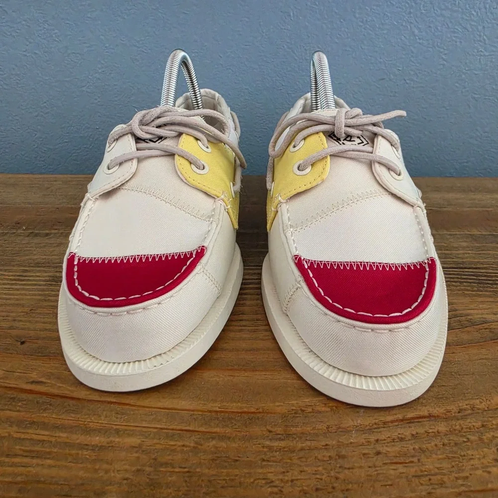 Sperry Mens A/O‎ 2-Eye Sail Bionic Boat Shoes Off White STS19372 Size 7